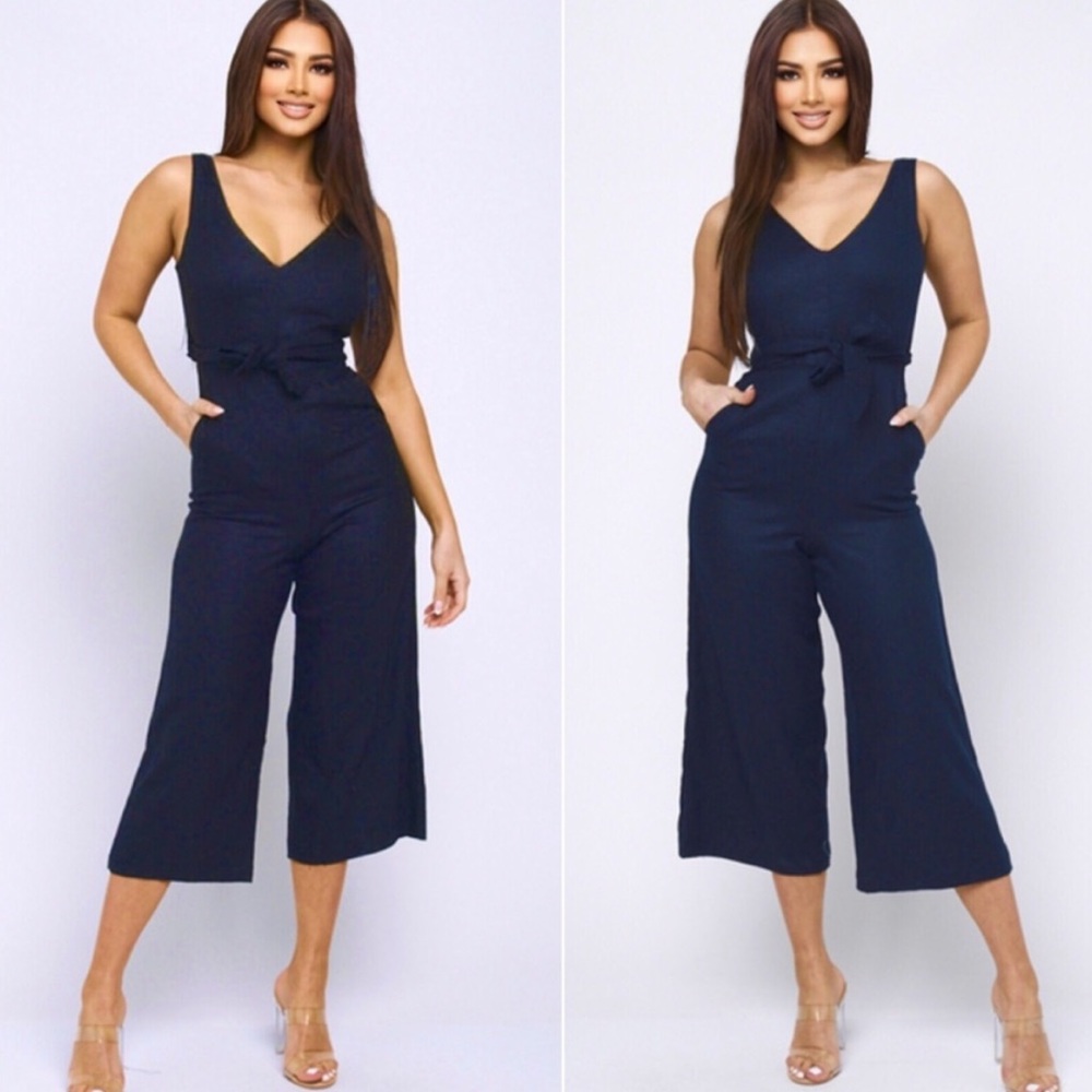 DARK NAVY CULOTTE CAPRI JUMPSUIT